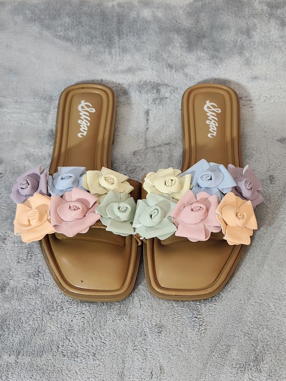 Sugar Floral  Pastel Embellished Slides  Size: 7 Color: Multicolor